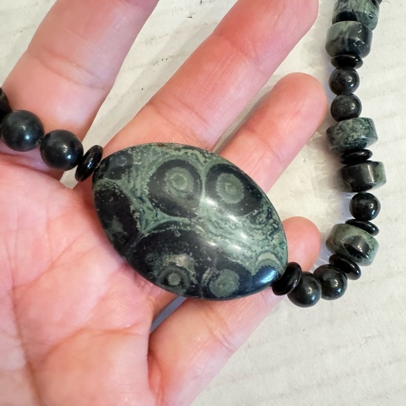 Vintage Jewelry - Stunning Natural Kambaba Jasper Gemstone Necklace Vintage Beaded Statement RARE